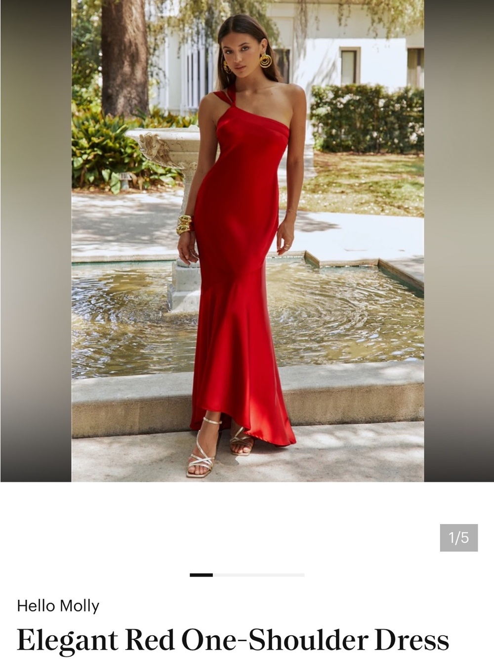 Hello Molly Scarlet One-Shoulder Satin Gown